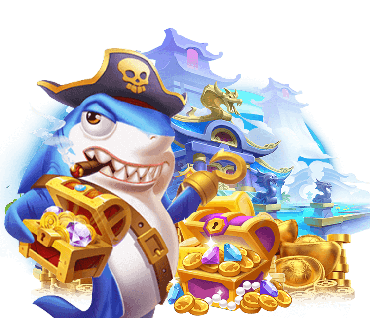 Hình ảnh đồ họa game bắn cá với nhiều loại cá và vũ khí, minh họa trò chơi bắn cá fanvip.